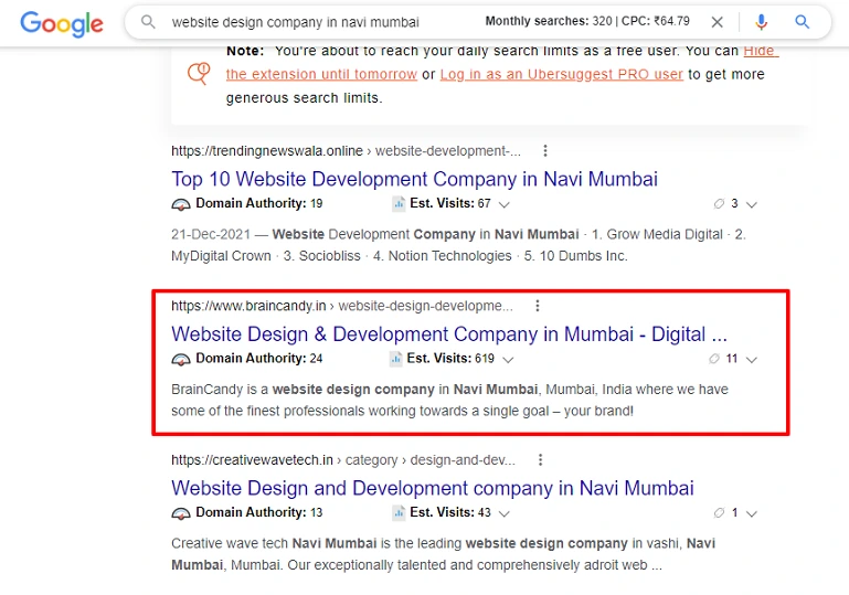 Direct conversion keyword  Website Design Comapany in Navi Mumbai